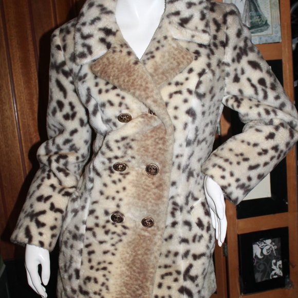 Vintage Jackets & Blazers - MINT Vintage Vixen Commuter Leopard Print Faux Fur Jacket Coat